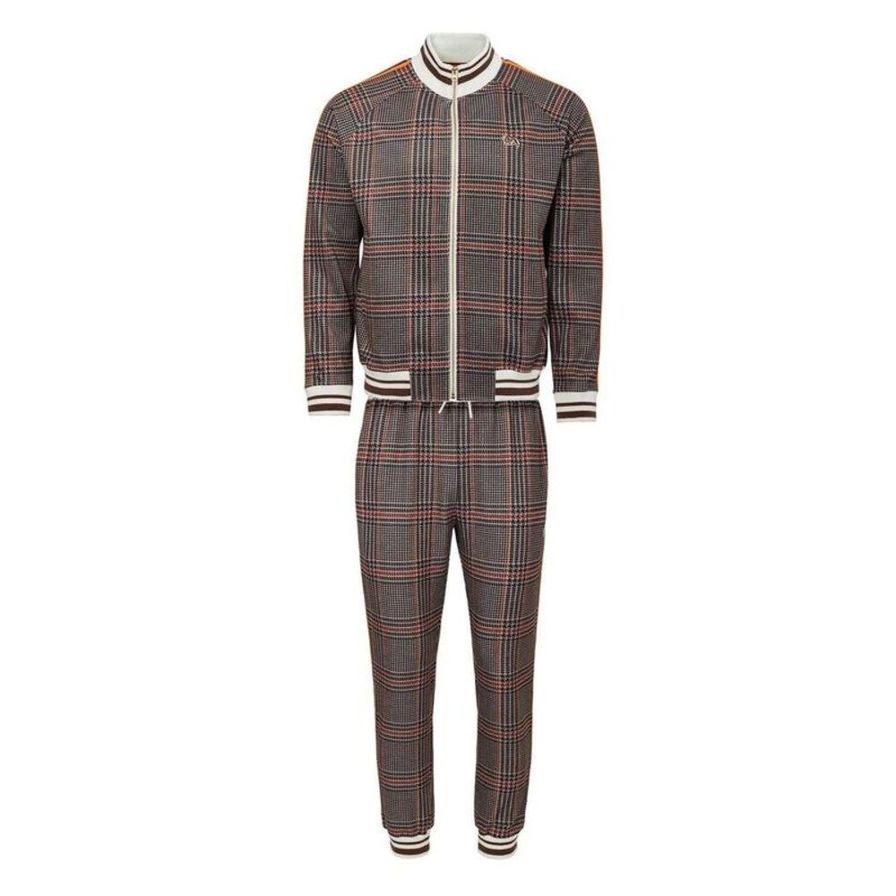 Lonsdale Mens Check Plaid Tracksuit / Beige